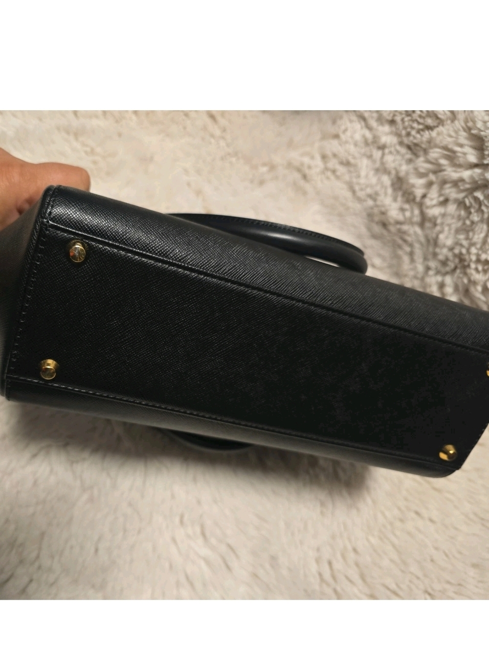 Burberry Black Structured Saffiano Leather Top-Handle Bag - Picture 3 of 6